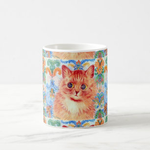 Louis Wain niedliche Katze mit abstrakten Mustern Kaffeetasse