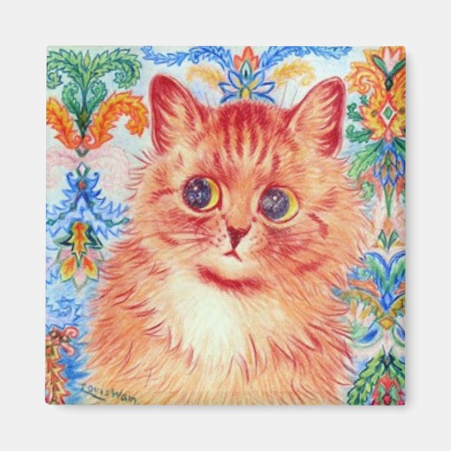 Louis Wain niedliche Katze mit abstrakten Mustern Magnet (Vorne)