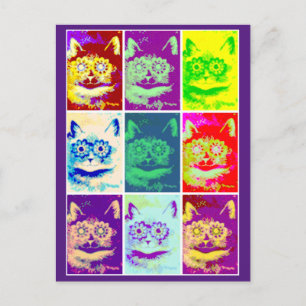 Louis Wain, Psychedelic Cat, Art Postcard Postkarte