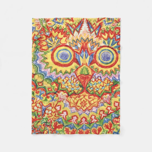 Louis Wain Psychedelic Cat Colorful Fleecedecke (Vorderseite)