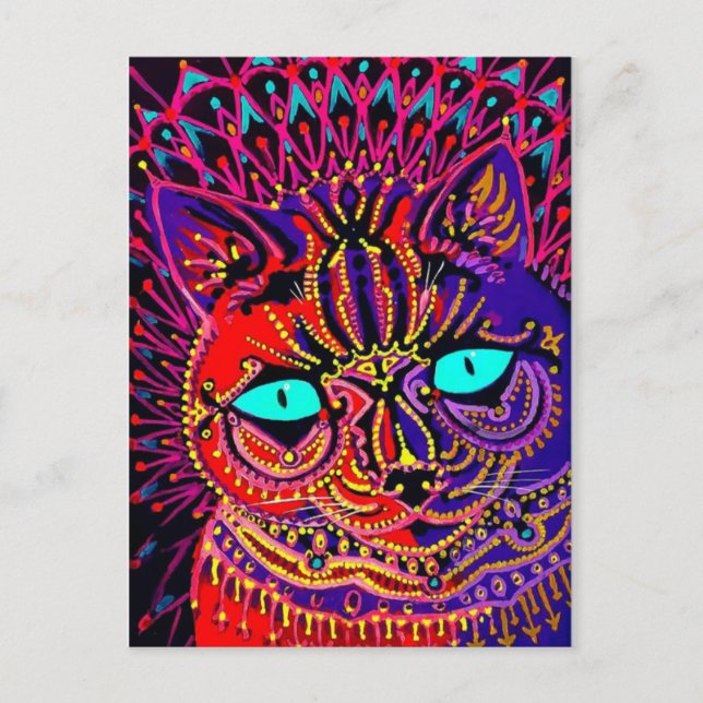 LOUIS WAIN PSYCHEDELIC CAT POSTCARD POSTKARTE (Vorderseite)