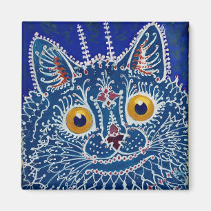 Louis Wain psychedelische blaue Katze Magnet