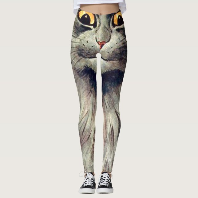 Louis Wain Russian Blue Cat Leggings (Vorderseite)