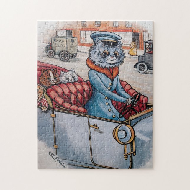 Louis Wain - The Cat Chauffeur - Anthropomorphismu Puzzle (Vertikal)