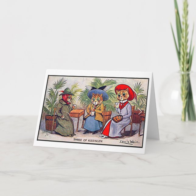 Louis Wain, Three Lady Cats, Art Dankeskarte (Vorderseite)