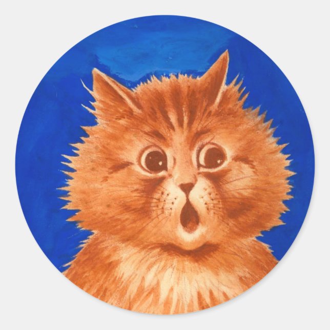Louis Wain überraschte Orange Cat Runder Aufkleber (Vorderseite)