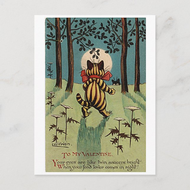 Louis Wain, Valentine Cat,  Postkarte (Vorderseite)