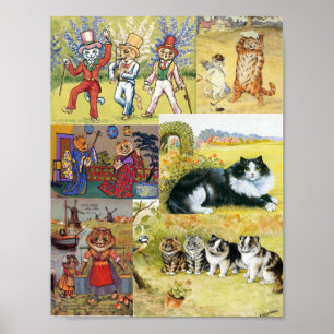 Louis Wain viele Bilder Spaß Poster