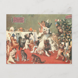 Louis Wain Weihnachtsfeier Postkarte
