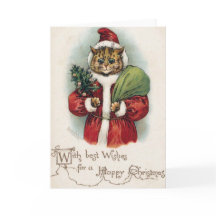 Louis Wain Weihnachtskatze Faltkarte