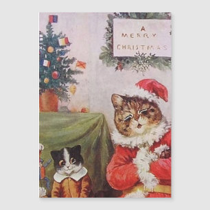Louis Wain Weihnachtskatzen Vintage Magnetkarte