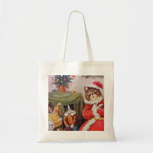 Louis Wain Weihnachtskatzen Vintage Viktorianische Tragetasche (Vorne)