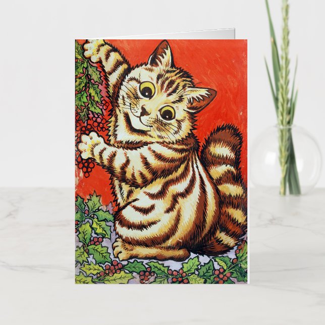 Louis Wain Weihnachtskatzenkatze Faltfoil Urlaubsk (Vorderseite)