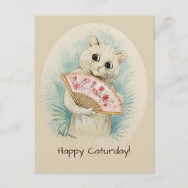 Louis Wain White cat mit einem Fan CC0478 Postkarte