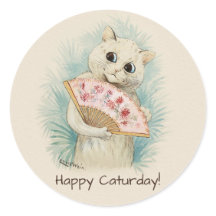 Louis Wain White cat mit einem Fan CC0707