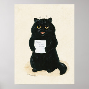 Louis Wain Zuhause Sweet Zuhause Black Kitten Funn Poster