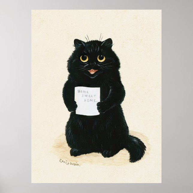 Louis Wain Zuhause Sweet Zuhause Black Kitten Funn Poster (Vorne)