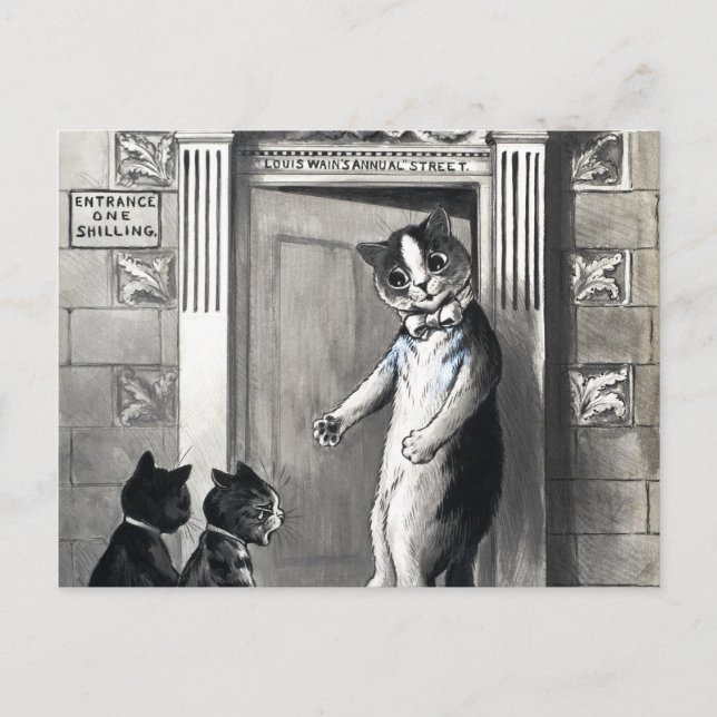 Louis Wains Geschäftsstraße von Louis Wain Postkarte (Vorderseite)