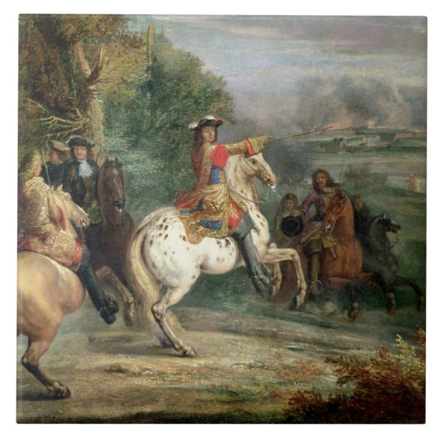 Louis XIV (1638-1715) die Belagerung eines Ci Fliese (Vorderseite)