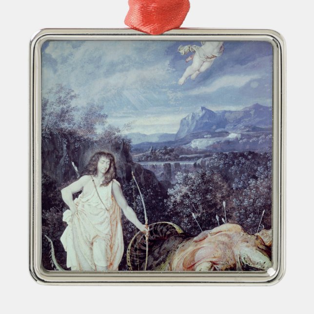 Louis XIV als Apollo, Slayer der Pythonschlange Silbernes Ornament (Vorne)