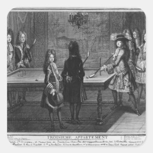 Louis XIV spielt Billard mit seinem Bruder Quadratischer Aufkleber