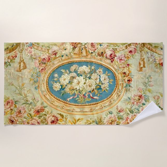 Louis XV Floral Rose Strandtuch (Vorderseite)