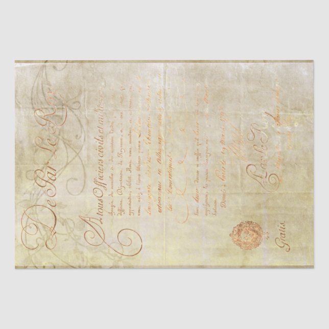 Louis XVI, King of France Script Permit Seidenpapier (Vorderseite)