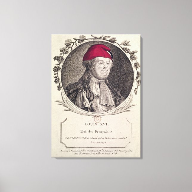 Louis XVI mit einer Phrygienbonnet Leinwanddruck (Vorderseite)