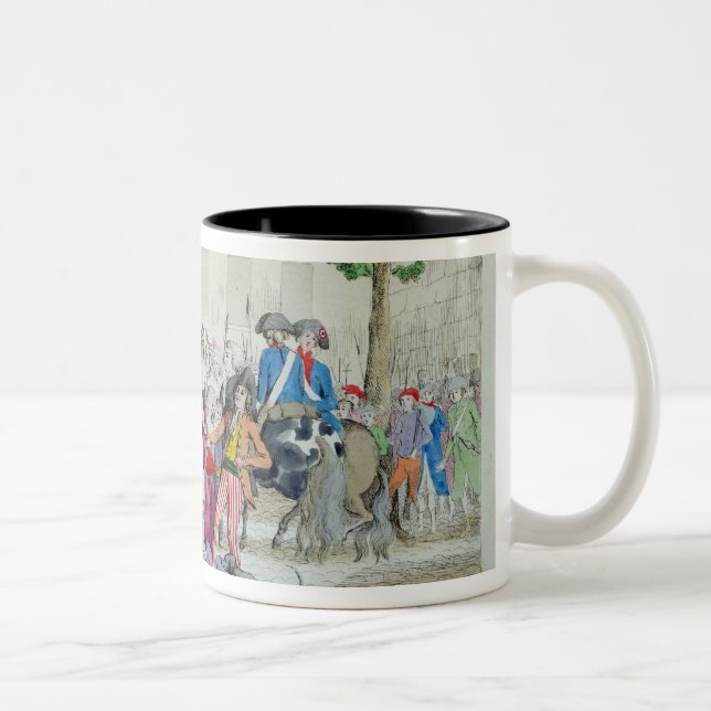 Louis XVI und seine Familie genommen zum Tempel Zweifarbige Tasse (Rechts)