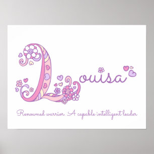 Louisa Anfangs-L-Doodle-Herz-Kunst-Name Bedeutung Poster