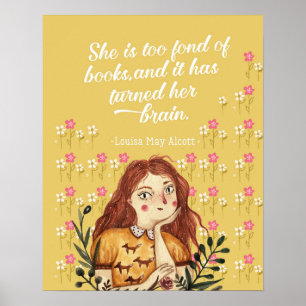 Louisa May Alcott Buch Lover Floral Art Print Poster