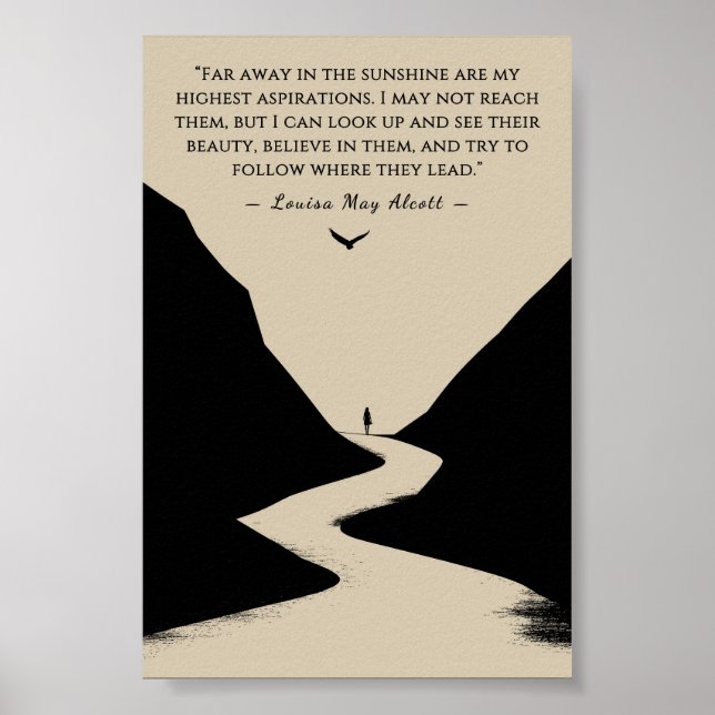Louisa May Alcott Zitat Minimalistisch weit weg in Poster (Vorne)