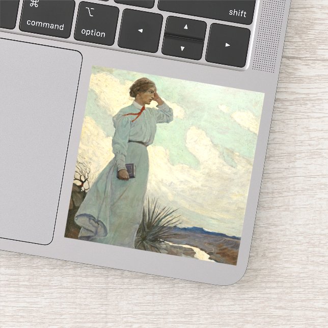 Louise auf einem der Barren Hills von N. C. Wyeth Aufkleber (Detail)