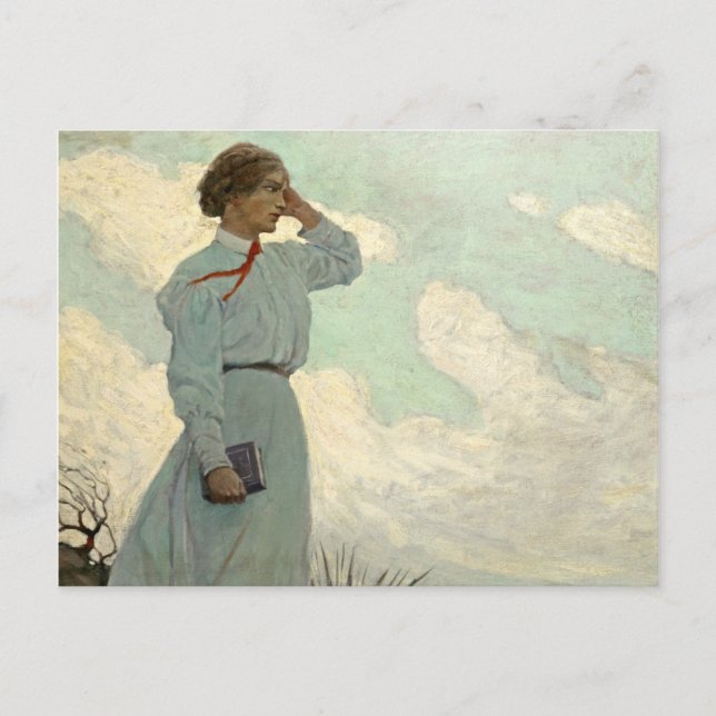 Louise auf einem der Barren Hills von N. C. Wyeth Postkarte (Vorderseite)