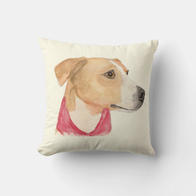 Louise Boxer Beagle Watercolor Throw Kissen (Vorderseite)