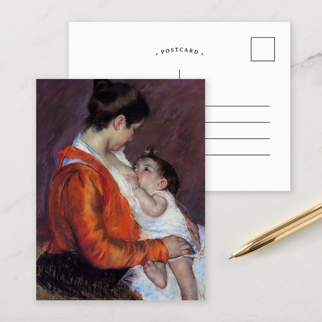 Louise nährt ihr Kind | Mary Cassatt Postkarte (Von Creator hochgeladen)