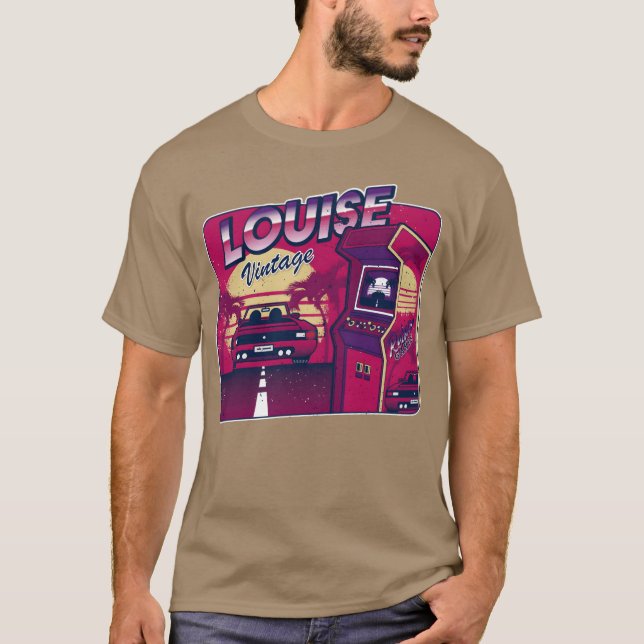 Louise Personalized Vintage Gamer 80s 90s T-Shirt (Vorderseite)