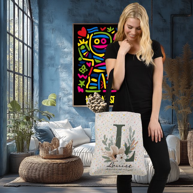 Louise's Radiant Stärke - Boho Chic Monogram Tragetaschen Mit Langen Trägern (Von Creator hochgeladen)