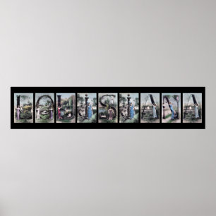 LOUISIANA-Alphabet-Buchstabe-Namen-Kunst Poster