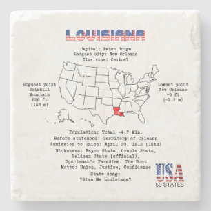 Louisiana American Staat auf der Karte und nützlic Steinuntersetzer