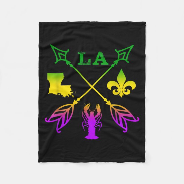 Louisiana Arrow Mardi Gras , Uni-adult, Black, Sma Fleecedecke (Vorderseite)