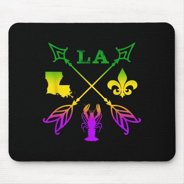 Louisiana Arrow Mardi Gras , Uni-adult, Black, Sma Mousepad (Vorne)