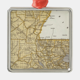 Louisiana Atlas Karte Silbernes Ornament
