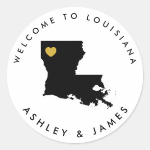 Louisiana Begrüßungssticker, Leckerei Box Bag Runder Aufkleber