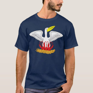 Louisiana Brown Pelican Fütternd Crawfish LA Flag T-Shirt