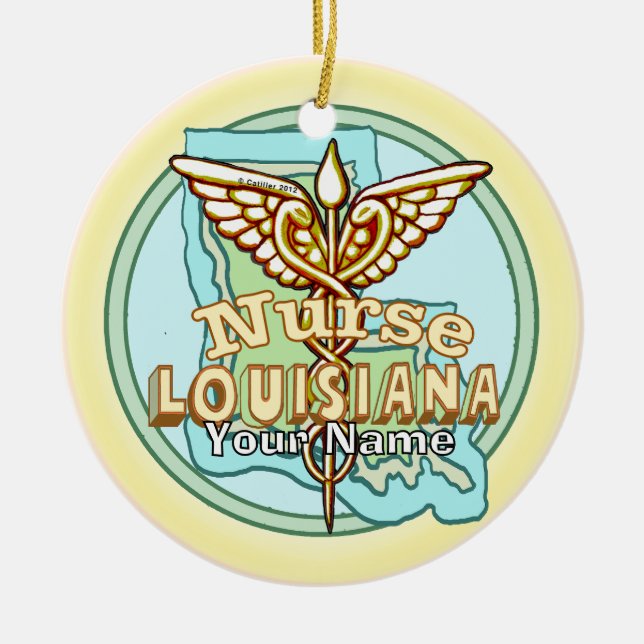 Louisiana Caduceus Nurse  Keramik Ornament (Vorne)