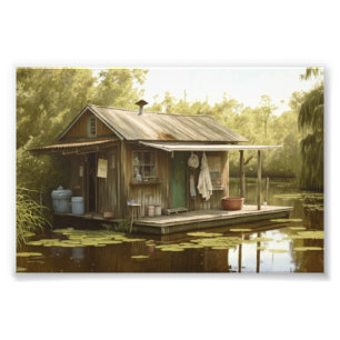 Louisiana, Cajun Swamp, Boathouse, Swamp, NOLA Fotodruck