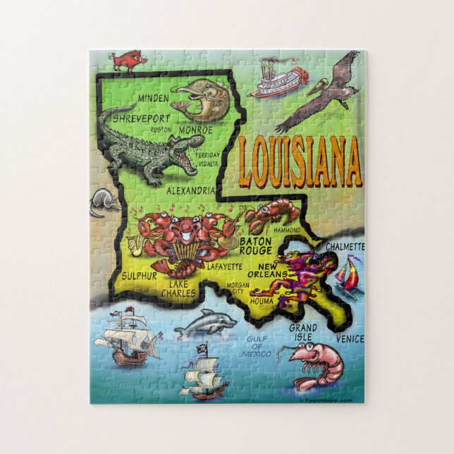 Louisiana-Cartoon-Karten-Puzzlespiel Puzzle (Vertikal)