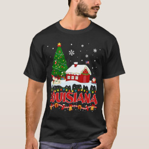 Louisiana Christmas Tree Light Pajama Staat von Lo T-Shirt