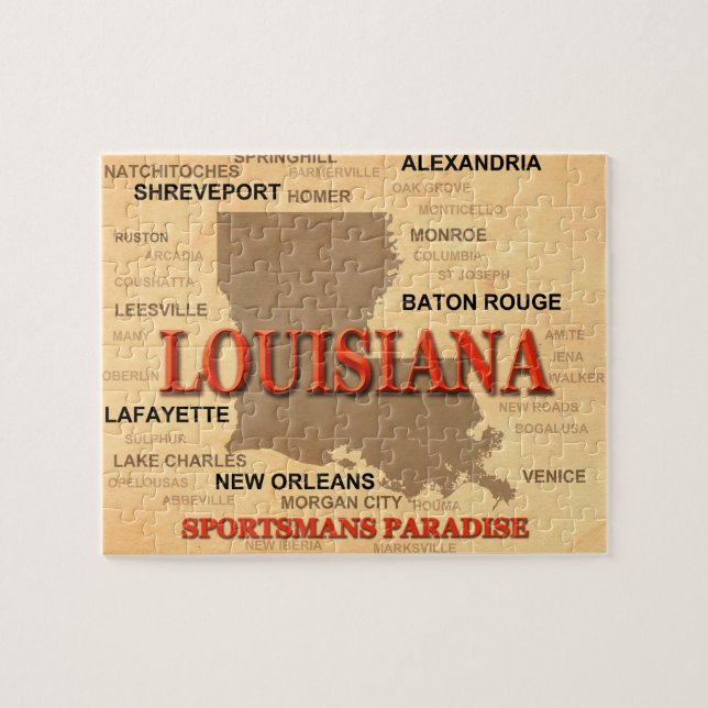 Louisiana City and Towns Staatsstolz Map Puzzle (Horizontal)